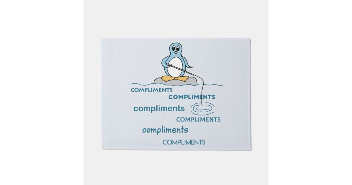 Penguin Fishing for Compliments Metaphor Doormat Zazzle