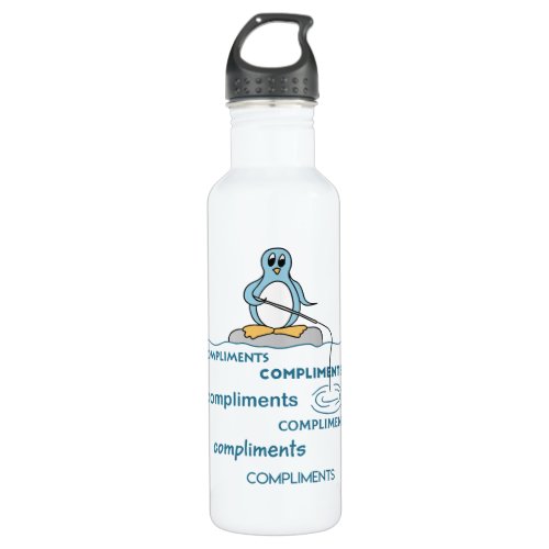 Penguin Fishing for Compliments Metaphor Stainless Steel Water Bottle