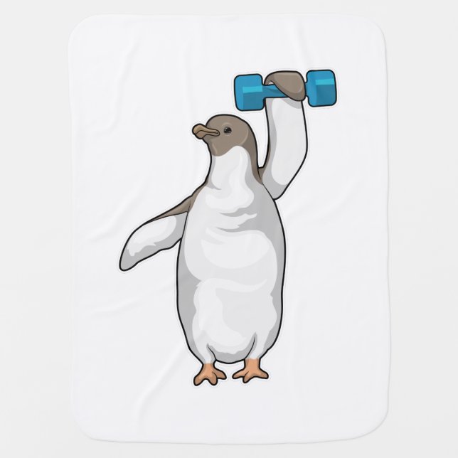 Penguin Fitness Dumbbell Baby Blanket (Front)