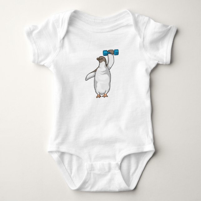 Penguin Fitness Dumbbell Baby Bodysuit (Front)
