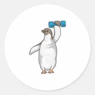 Penguin Fitness Dumbbell Classic Round Sticker