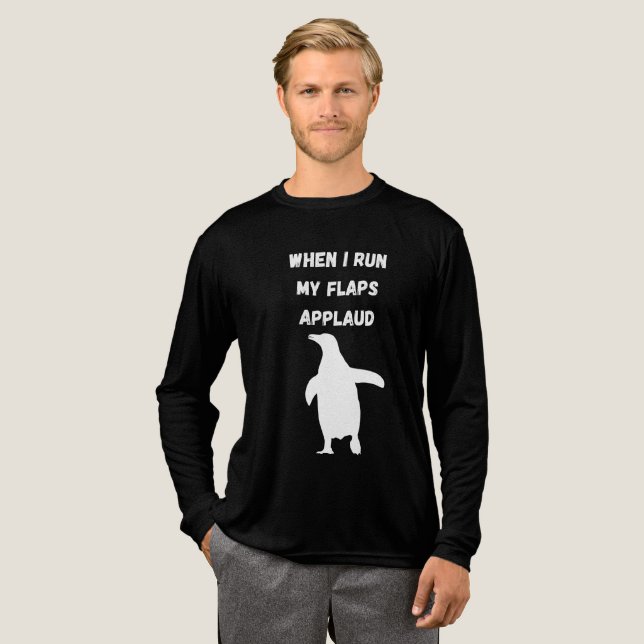 penguin flaps applaud inappropriate embarrassing Tri-Blend shirt (Full Front)