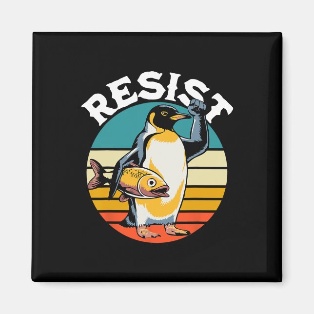 Penguin Flippers Up Resist Funny Penguins Against  Magnet (Front)