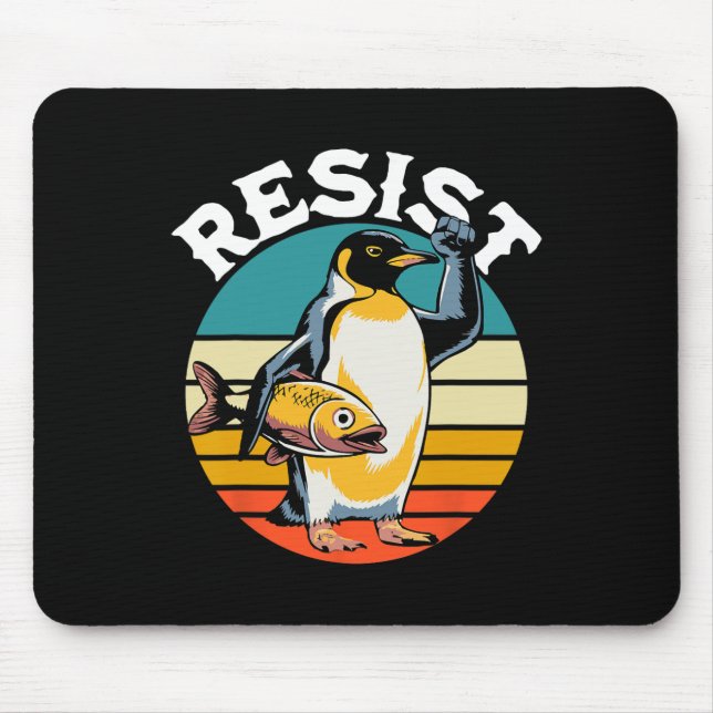 Penguin Flippers Up Resist Funny Penguins Against  Mouse Pad (Front)