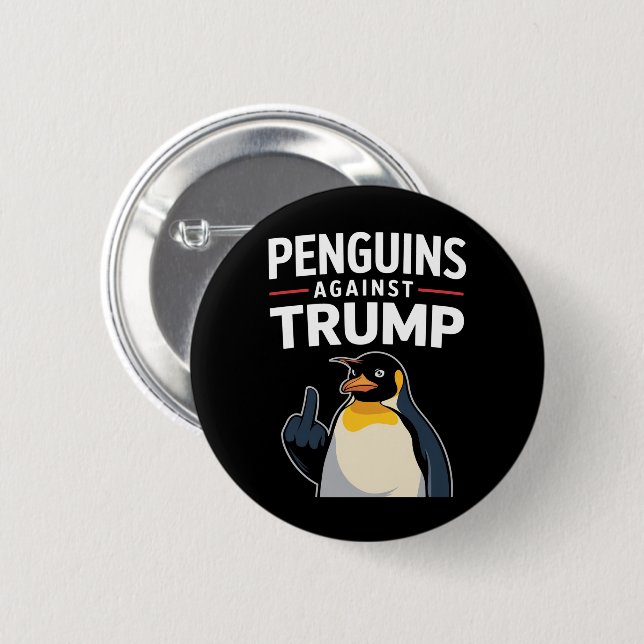 Penguin Flippers Up Resist Penguins Against Trump Button (Front & Back)