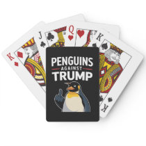 Penguin Flippers Up Resist Penguins Against Trump Poker Cards