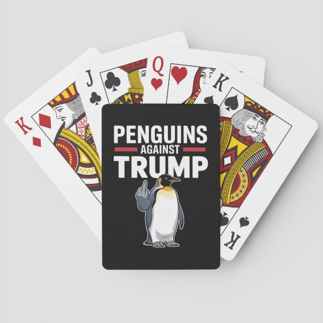 Penguin Flippers Up Resist Penguins Against Trump Poker Cards (Back)