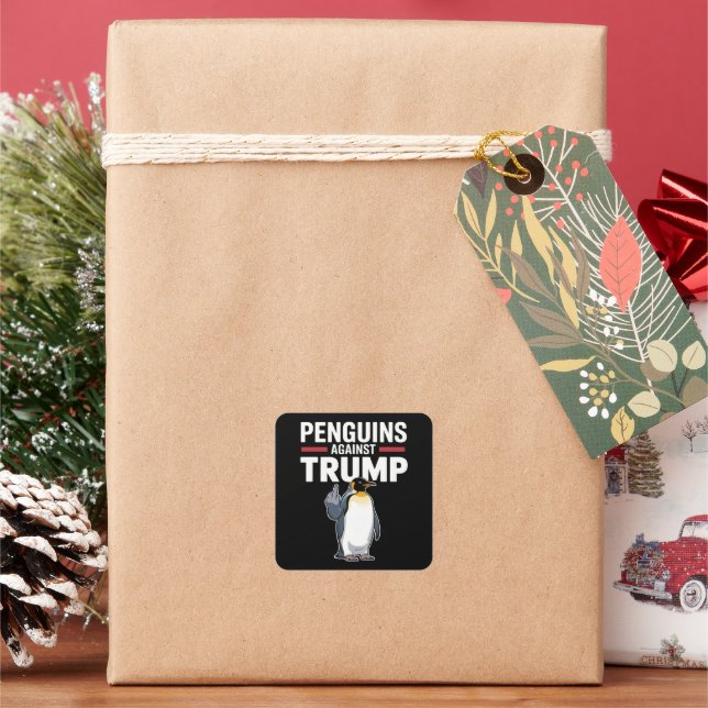 Penguin Flippers Up Resist Penguins Against Trump Square Sticker (Holiday)