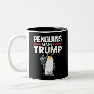 Penguin Flippers Up Resist Penguins Against Trump Two-Tone Coffee Mug