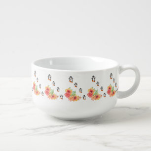 Penguin Floral Soup Mug