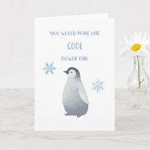 Penguin Flower Girl Proposal Card