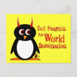Penguin For World Domination Postcard at Zazzle