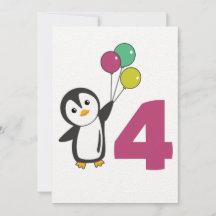 Penguin Fourth Birthday Balloons For Kids Invitati