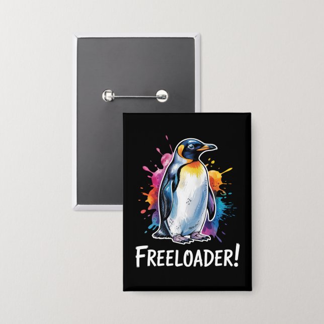 Penguin Freeloader Resist Politics Button (Front/Back)