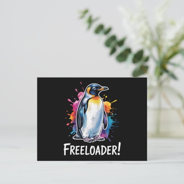 Penguin Freeloader Resist Politics Postcard (Standing Front)