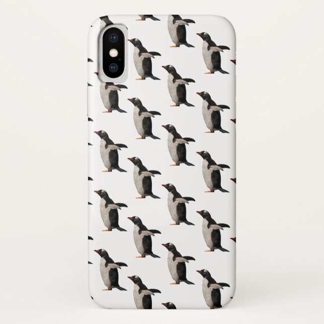 Penguin Frenzy iPhone X Case (Choose Colour) (Back)