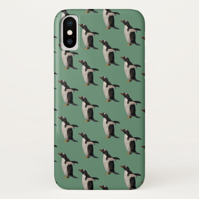 Penguin Frenzy iPhone X Case (Green) (Back)