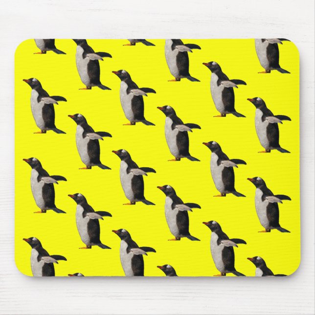 Penguin Frenzy Mousemat (Yellow) Mouse Pad (Front)