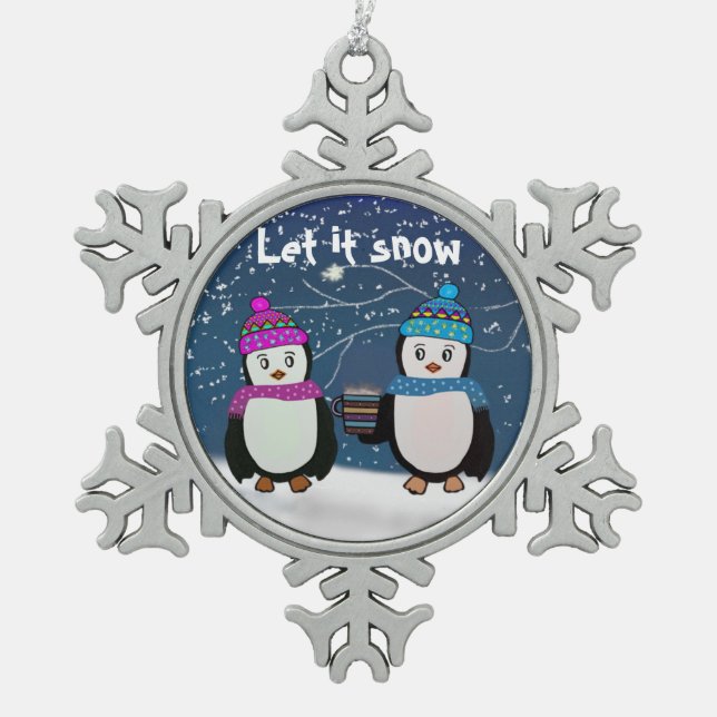 Penguin Friends Snowflake Ornament (Front)