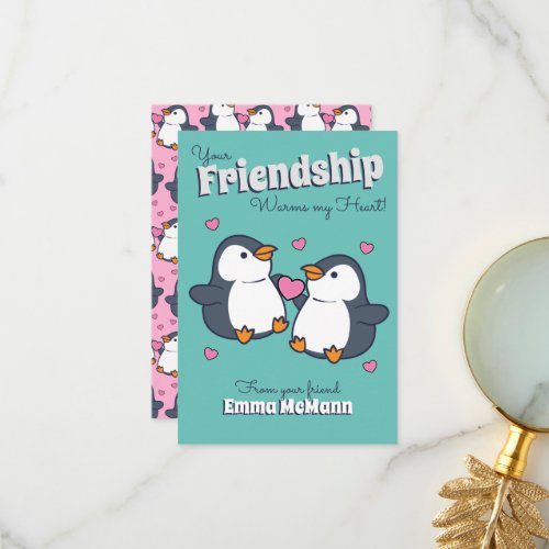 Penguin Friendship Classroom Valentine Card