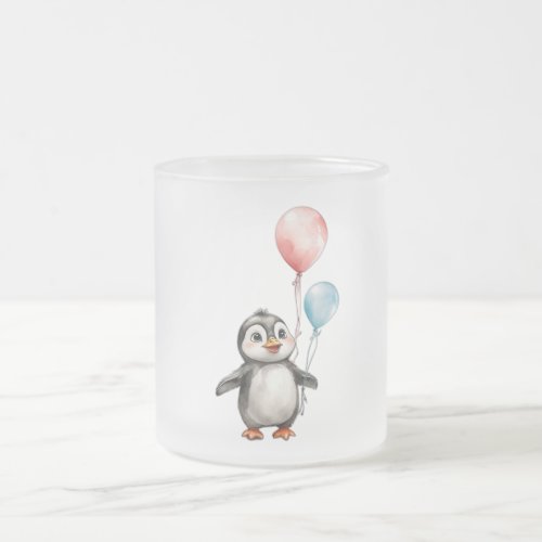 Penguin Frosted Glass Coffee Mug