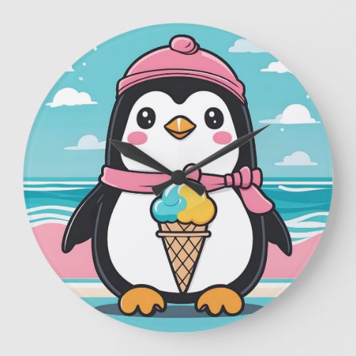 Penguin Fun Kawaii Large Clock