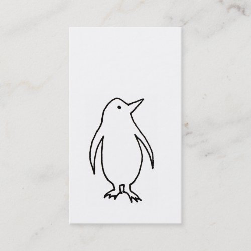Penguin - fun simple fresh ink line drawing art business card templates