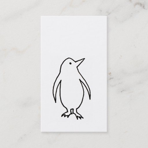 Customizable Penguin - fun simple fresh ink line drawing art business card templates