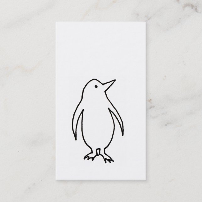 Penguin - fun simple fresh ink line drawing art business card (Front)