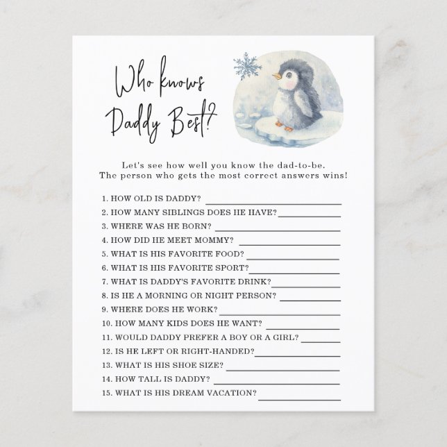 Penguin -  Game Who knows daddy best (Front)