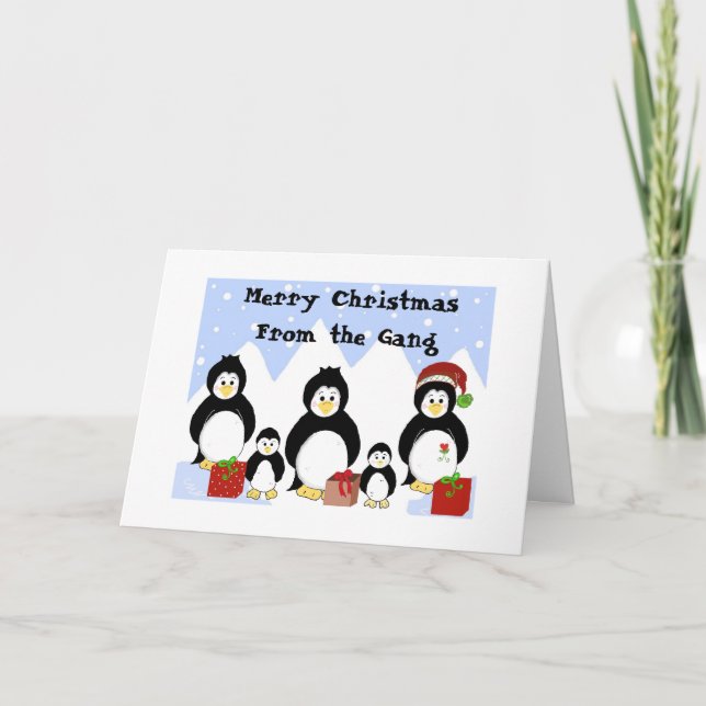 Penguin Gang Christmas Greetings Holiday Card (Front)