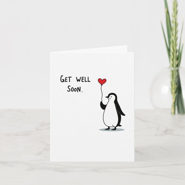 Penguin Get Well Soon Card (Front)