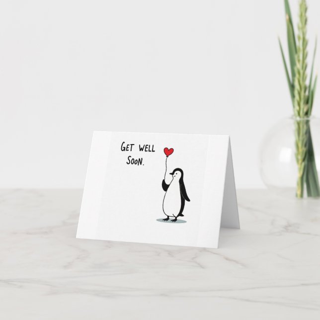 Penguin Get Well Soon Card (Front)