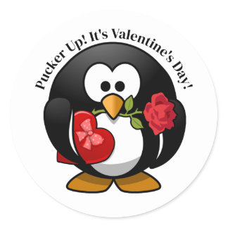 Penguin Gifts For Valentine's Day Classic Round Sticker