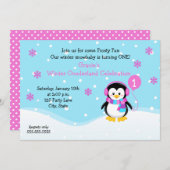Penguin Girl Birthday Invitation (Front/Back)