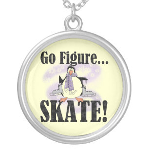 Penguin Go Figure Skate T-shirts and Gifts Silver Plated Necklace