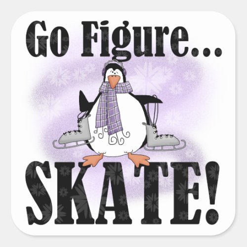 Penguin Go Figure Skate T_shirts and Gifts Square Sticker
