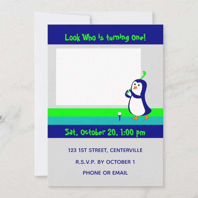 Penguin Golfing invitation (Front)