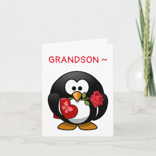 PENGUIN GRANDSON VALENTINE CARD