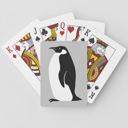 Penguin Gray Black White Poker Cards