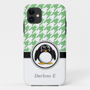 Penguin Green & White Houndstooth iPhone 5 Case
