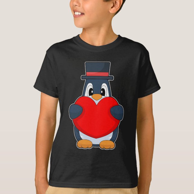 Penguin Groom Heart Wedding T-Shirt (Front)