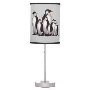 Penguin Group in Snow: Original Art Table Lamp