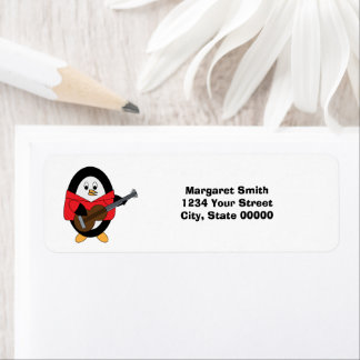 Penguin Guitar Musician Personalize Return Address Label
