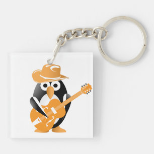 Penguin guitarist keychain