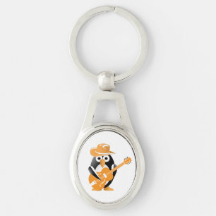 Penguin guitarist keychain