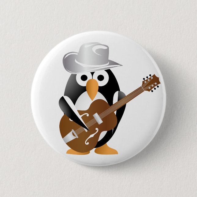 Penguin guitarist pinback button (Front)