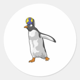 Penguin Handball player Handball Classic Round Sticker