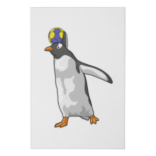 Penguin Handball player Handball Faux Canvas Print