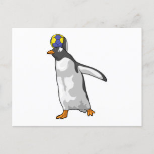 Penguin Handball player Handball Postcard